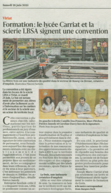 article Le Progrès 20250628 convetion partenariat Lycée Carriat & LBSA.png